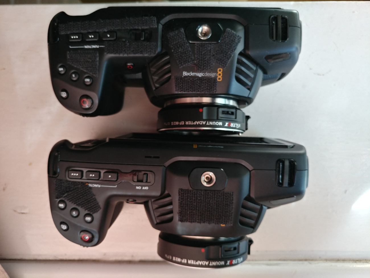2x bmpcc 4k & 2x speedbooster ef to mft 2 x tripods