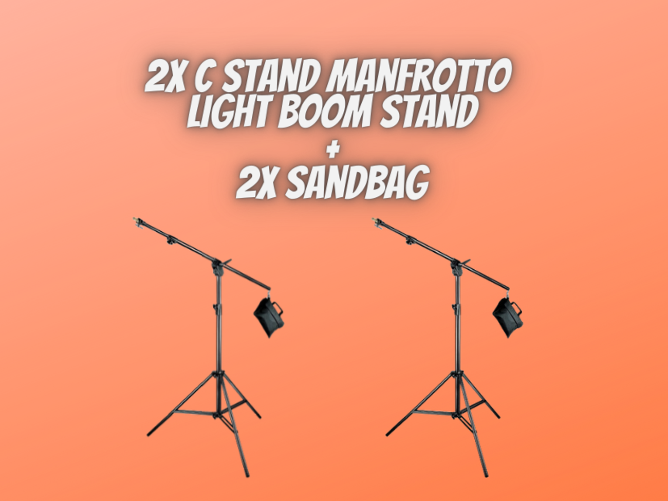 2x c stand manfrotto light boom stand aluminium with sandbag
