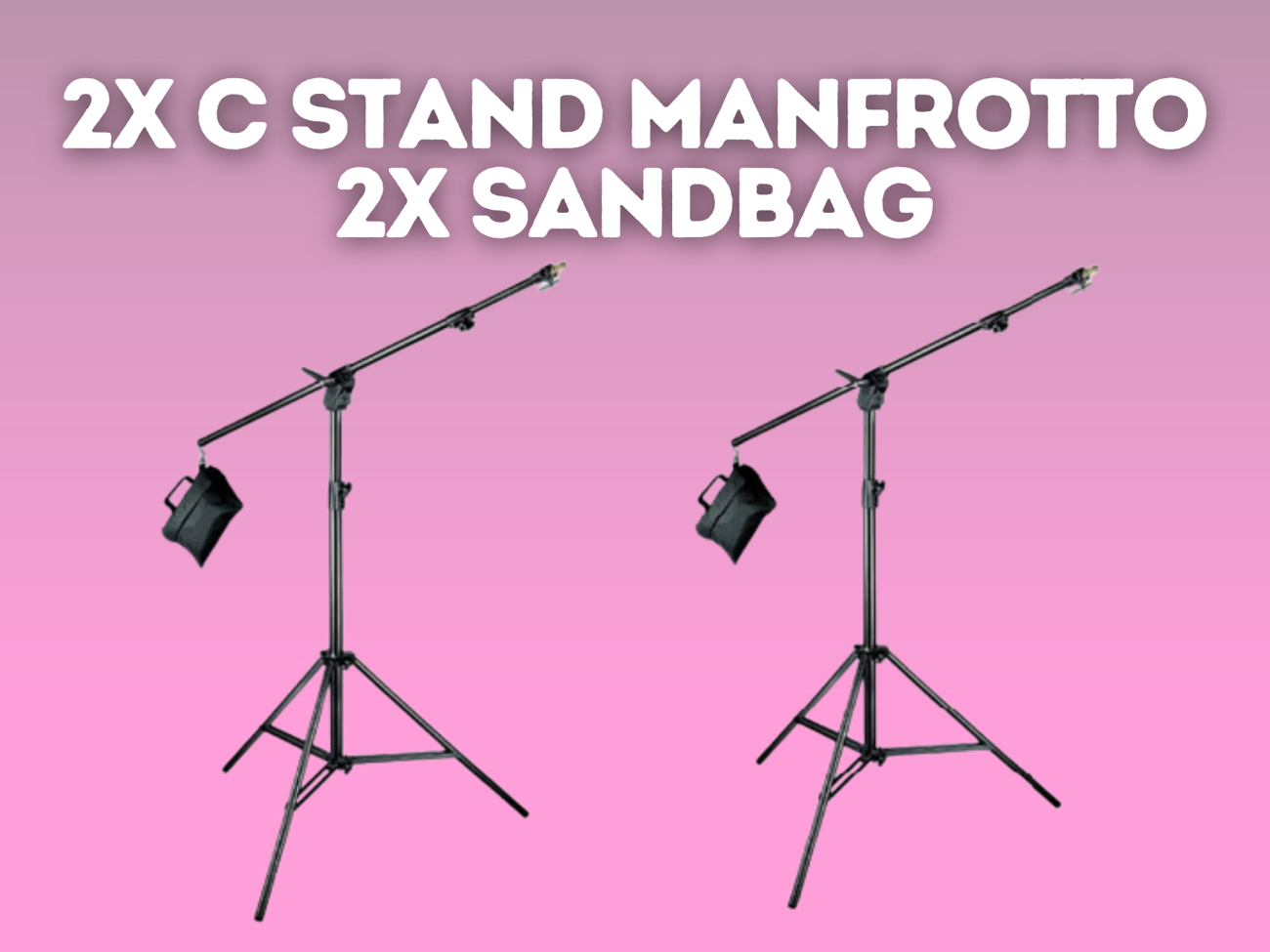 2x c stand manfrotto light boom stand aluminium with sandbag