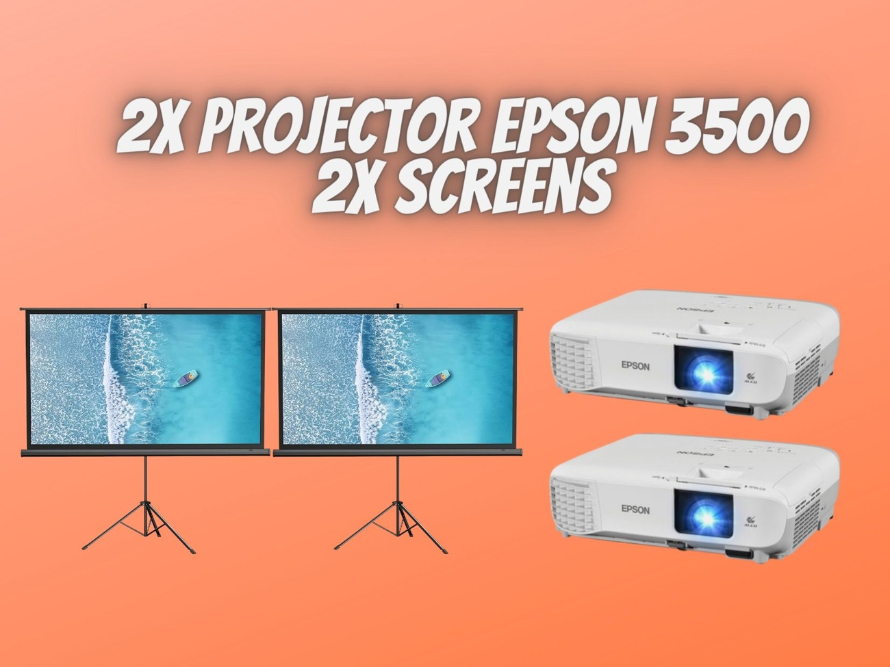 2x epson 3500 lumens projector + 2x screen