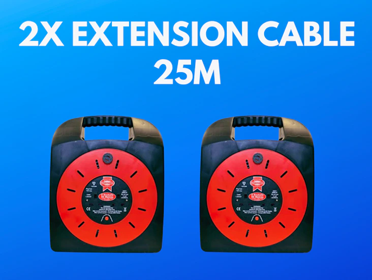 2x extension cable 25m cable reel 13a