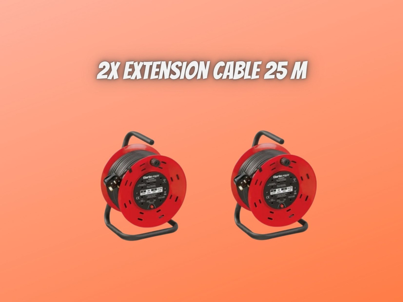 2x extension cable 25m cable reel