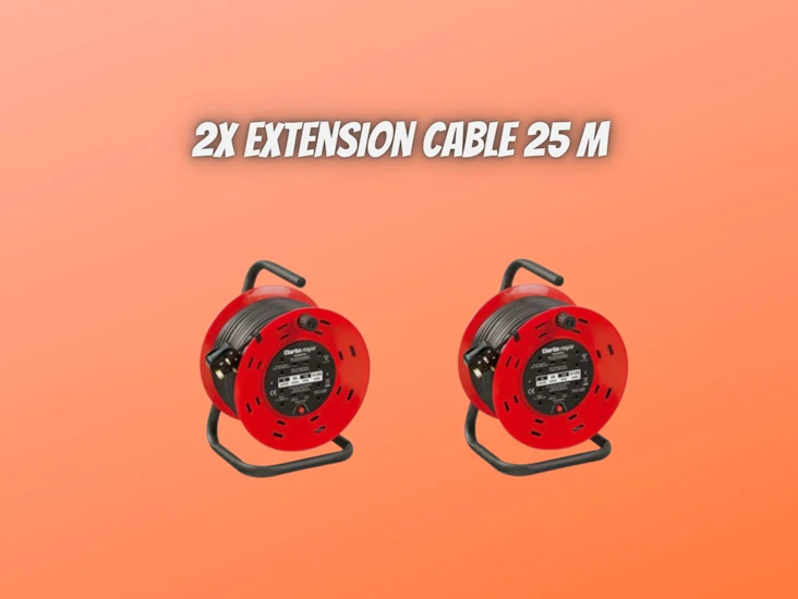 2x extension cable 25m cable reel