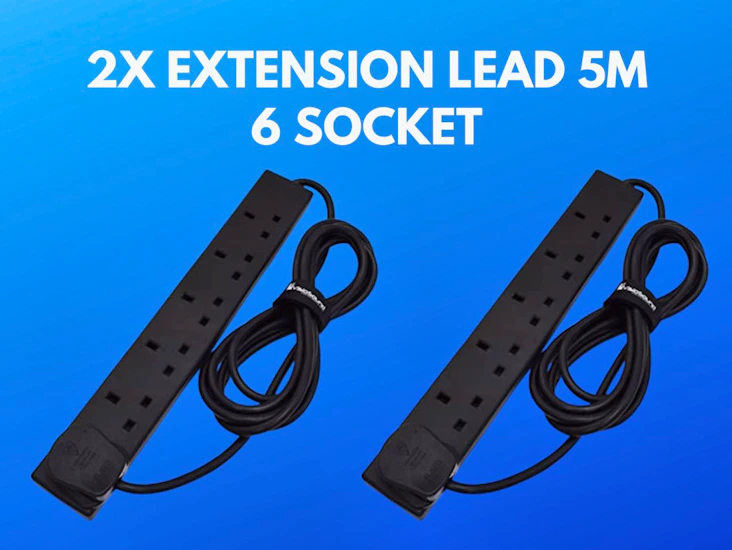 2x extension leads 5m - 6 socket