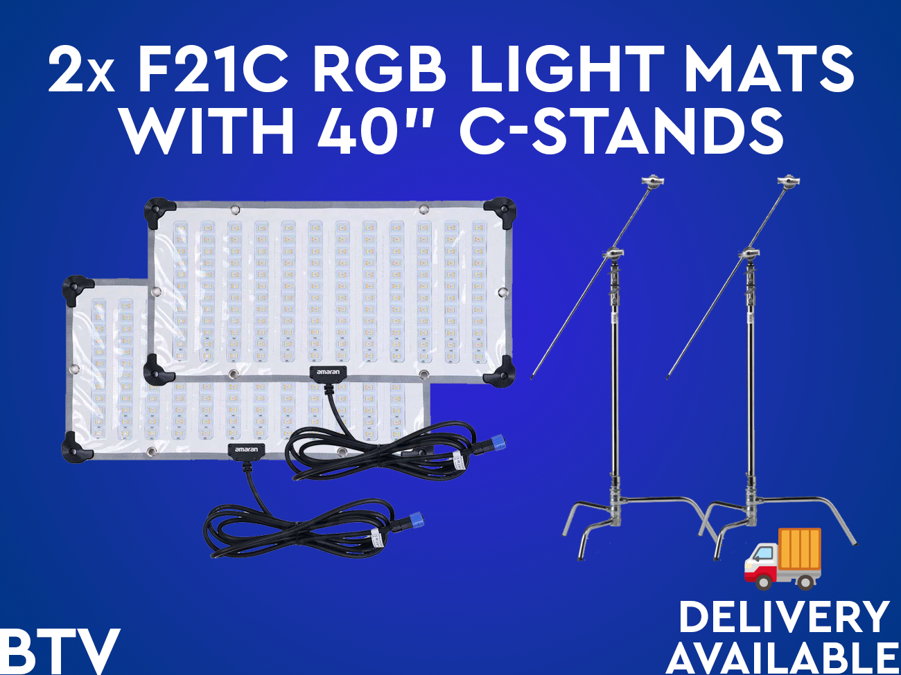 2x f21c rgb light mat 2x1 + 2x c-stands || litemat / aladdin / skypanel alternative