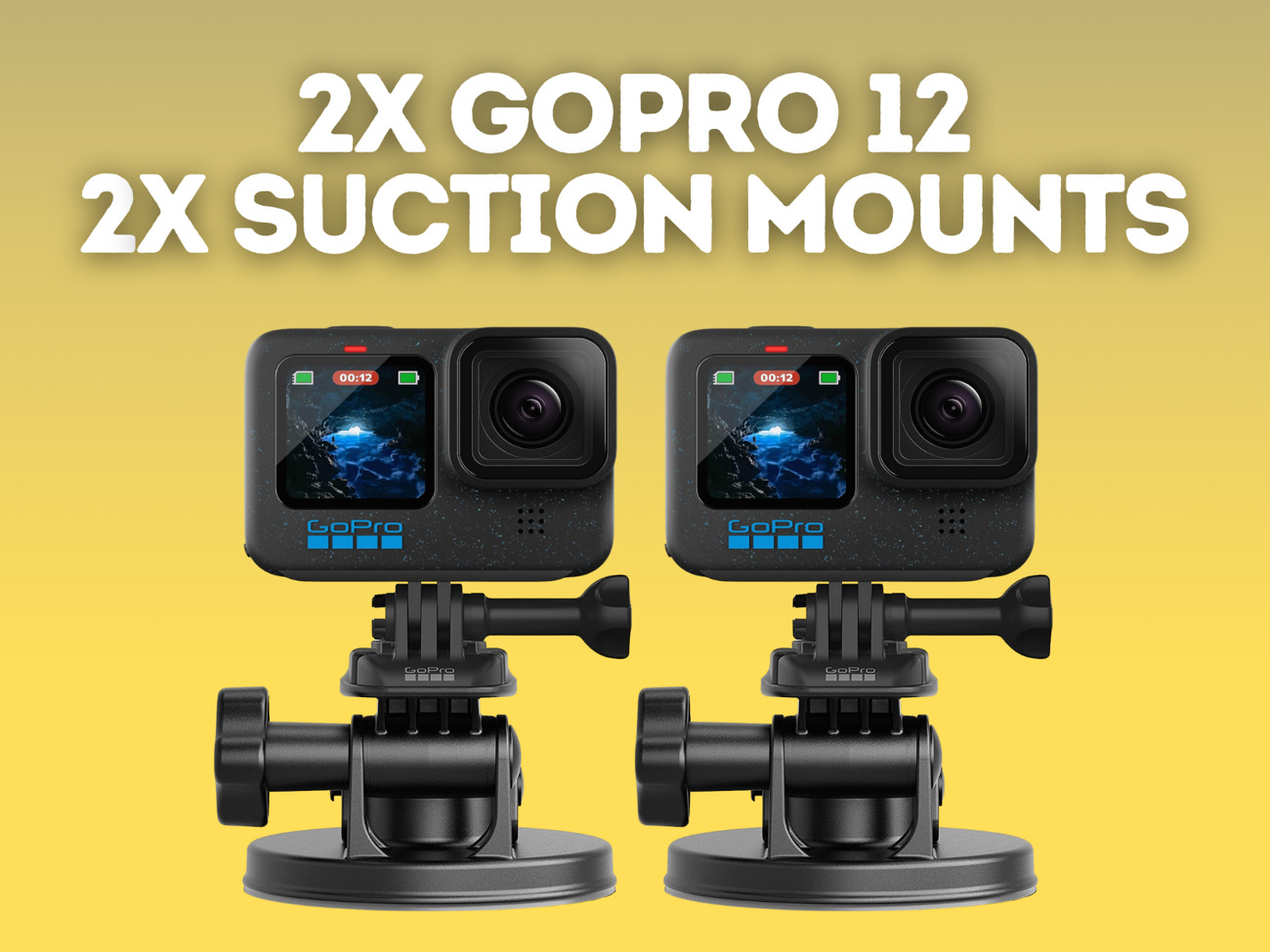 2x gopro 12 + 2x suction mounts