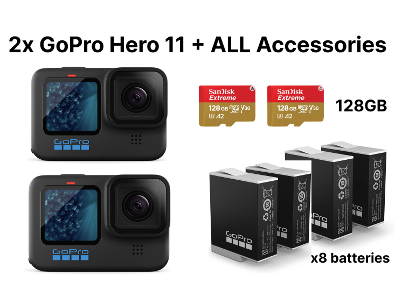 2x gopro hero 11 + accessories