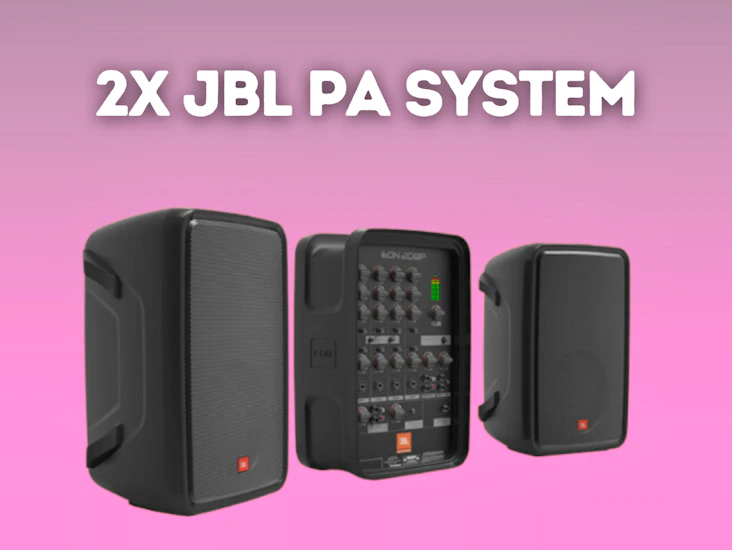 2x jbl eon208p pa system (bluetooth) - speakers and mic