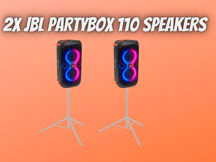 2x jbl partybox 110 bluetooth battery portable speakers