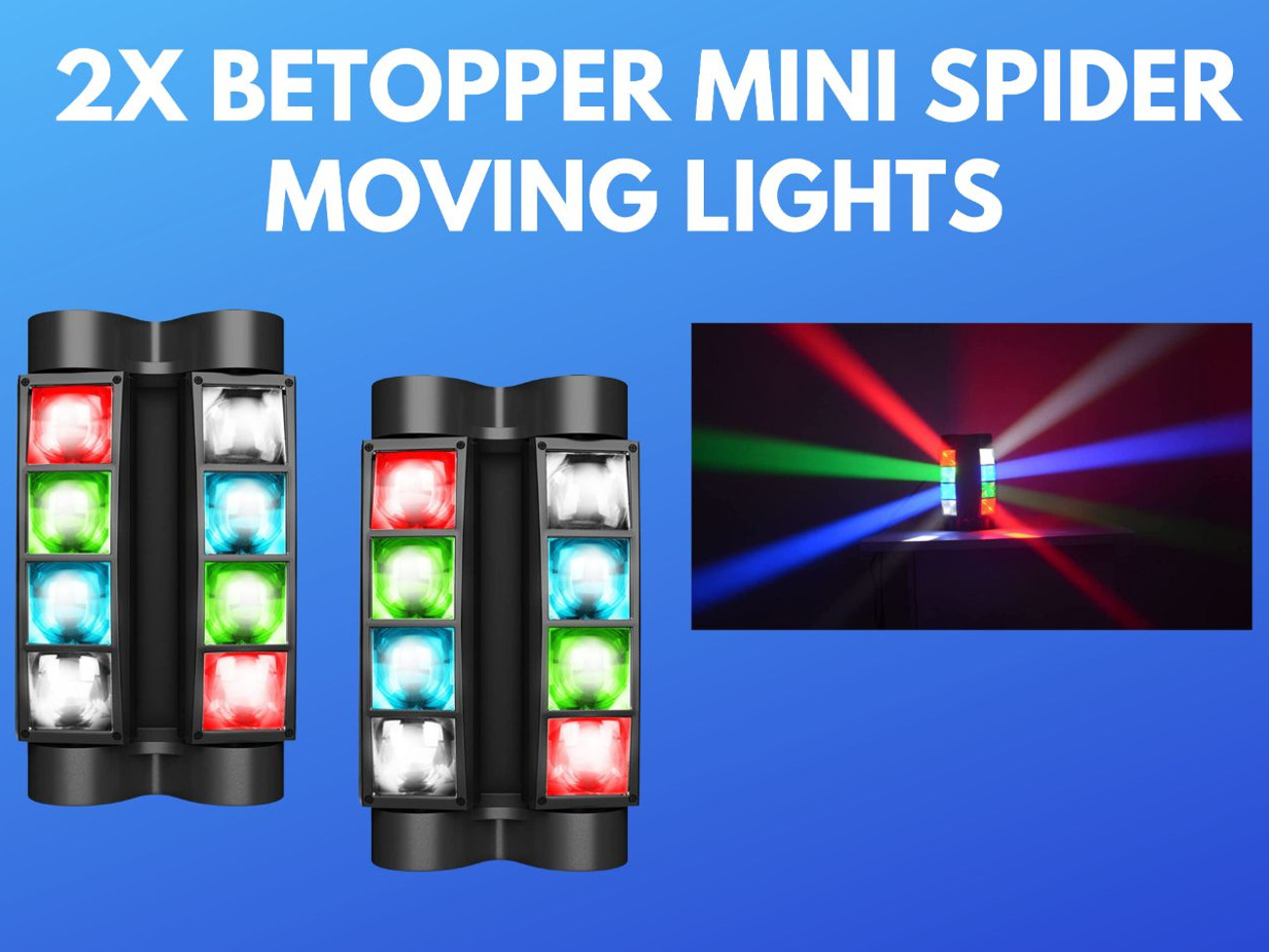 2x light moving heads rgbw mini spider - disco light