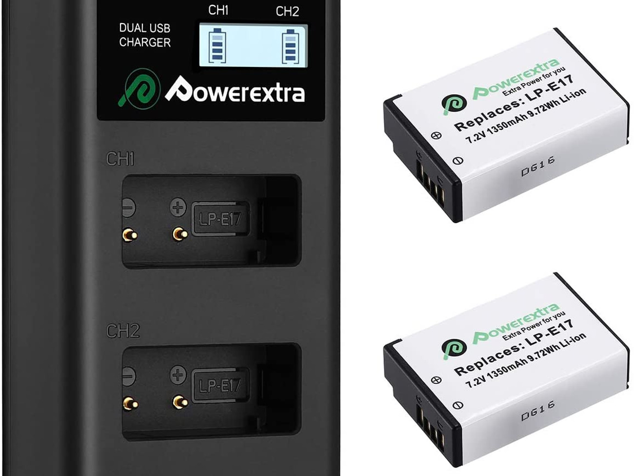 2x lp-e17 batteries with dual charger