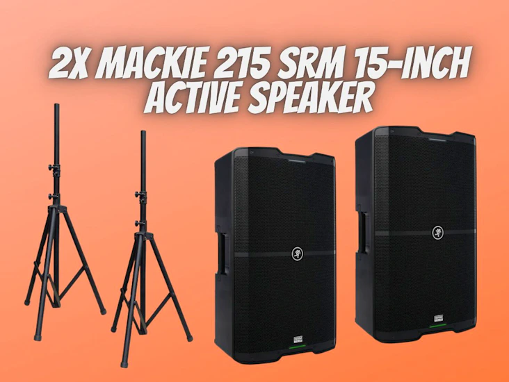 2x mackie srm215 v-class 15-inch active speaker, bluetooth