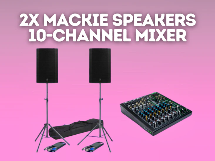 2x mackie thump12a powered speaker + 10 channel mixer