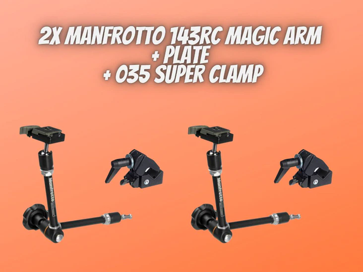 2x manfrotto 143rc magic arm + plate + 035 super clamp