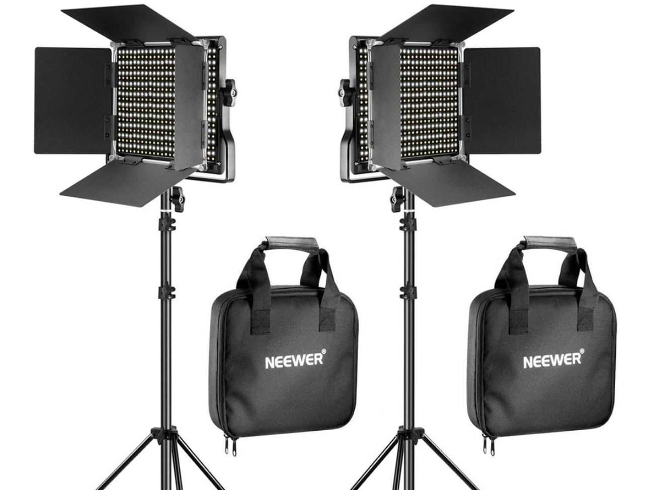 2x neewer led panels 660 with light stands 