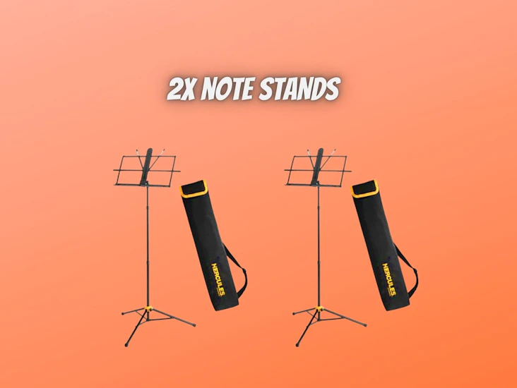 2x note stands, music stand, hercules bs118bb