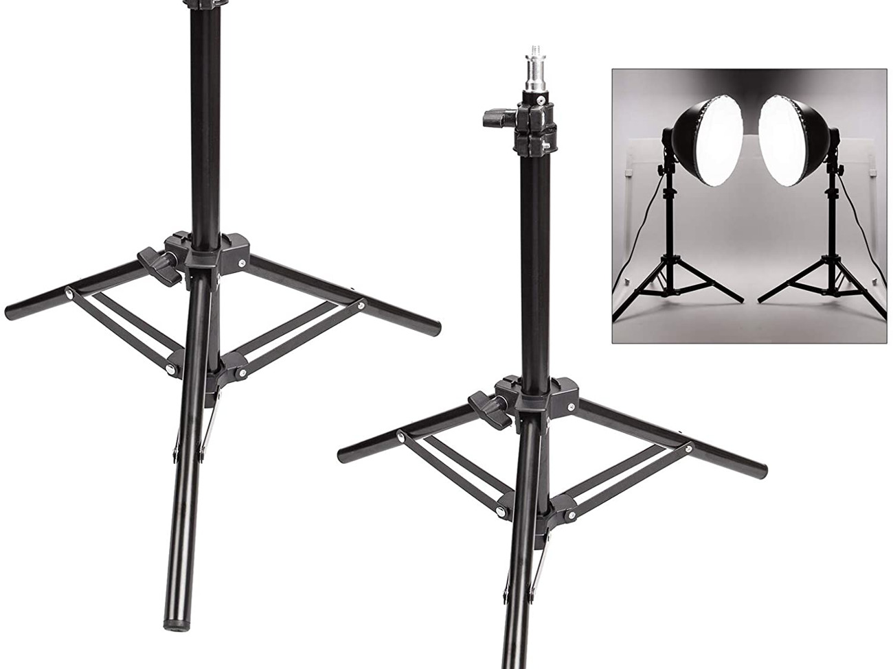 2x photo studio mini light 70cm adjustable tripod stand  