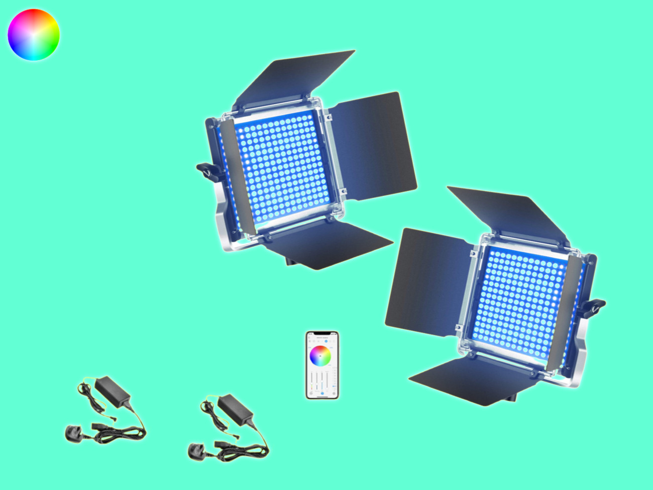 2x rgb led light video led panel app controlled 