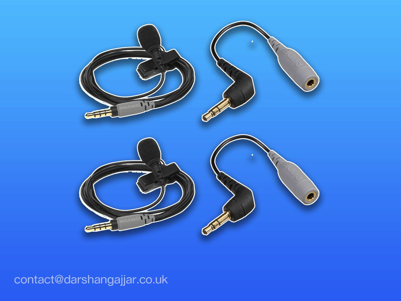 2x rode lavalier microphone with trrs adapter cable