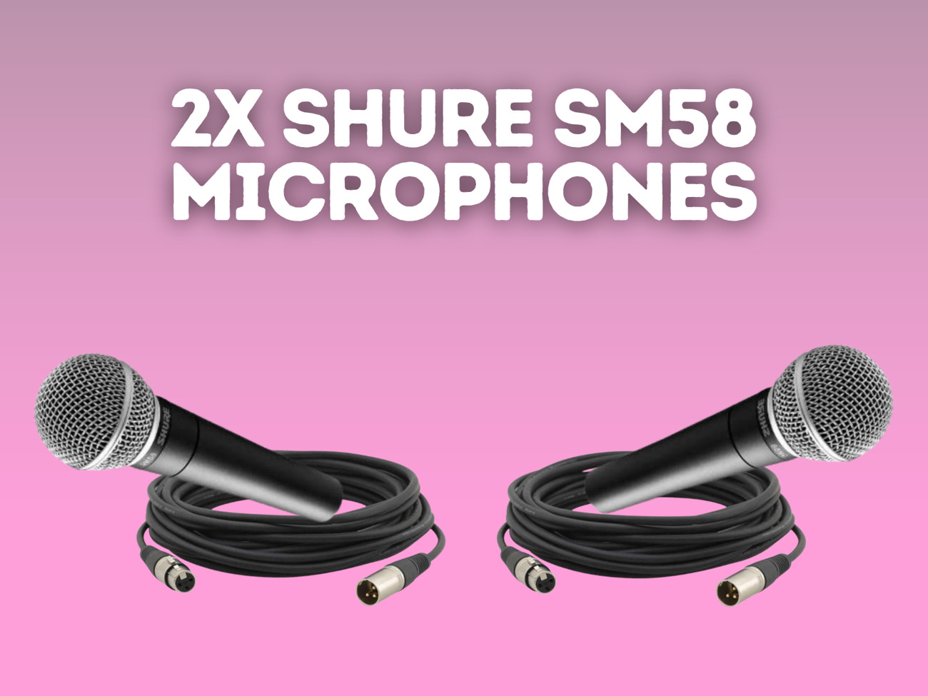 2x shure sm58 microphones wired + 2 xlr cables
