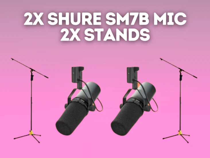 2x shure sm7b studio microphone + 2x microphone stand