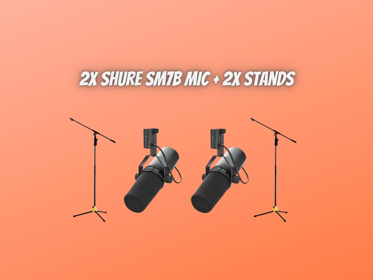 2x shure sm7b studio microphone + 2x microphone stand