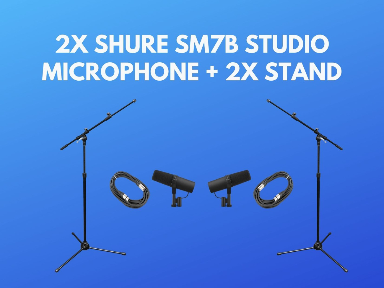 2x shure sm7b studio microphone + 2x stands