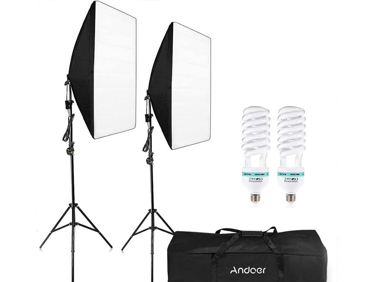 2x soft box lighting kit studio photography with stands 