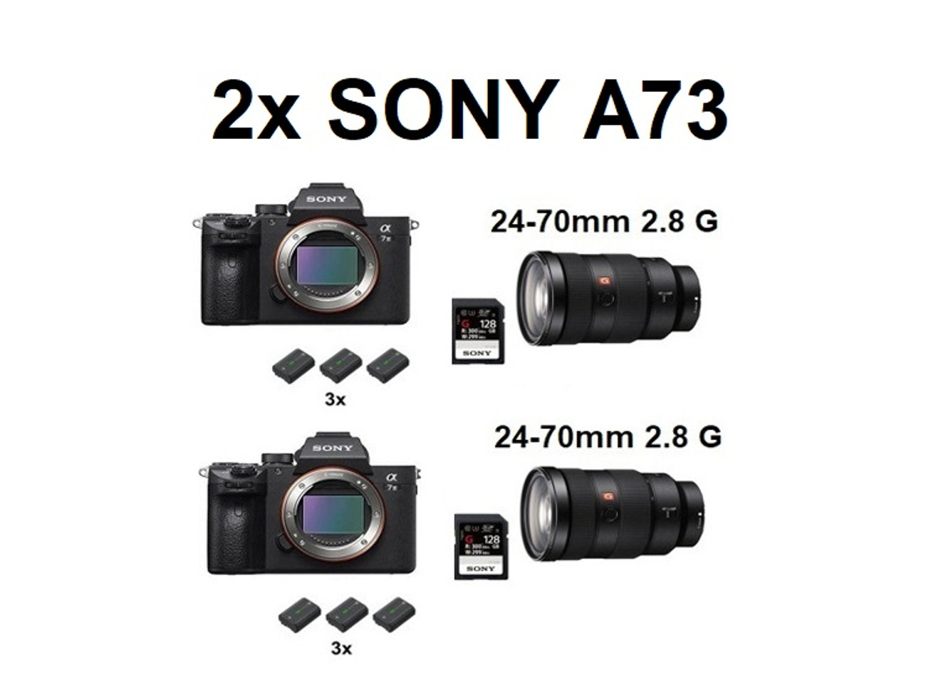 2x sony a7iii a73 and 2x sony 24-70mm 2.8 g lens 