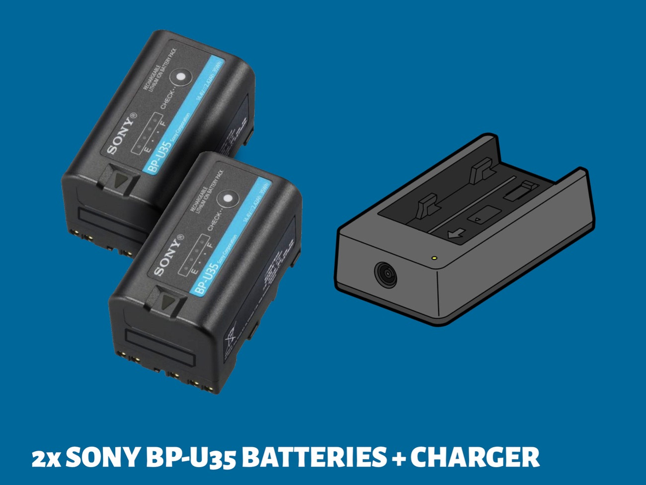 Rent 2x Sony BP-U35 batteries + BC-CU1 charger (for FX6 etc) from