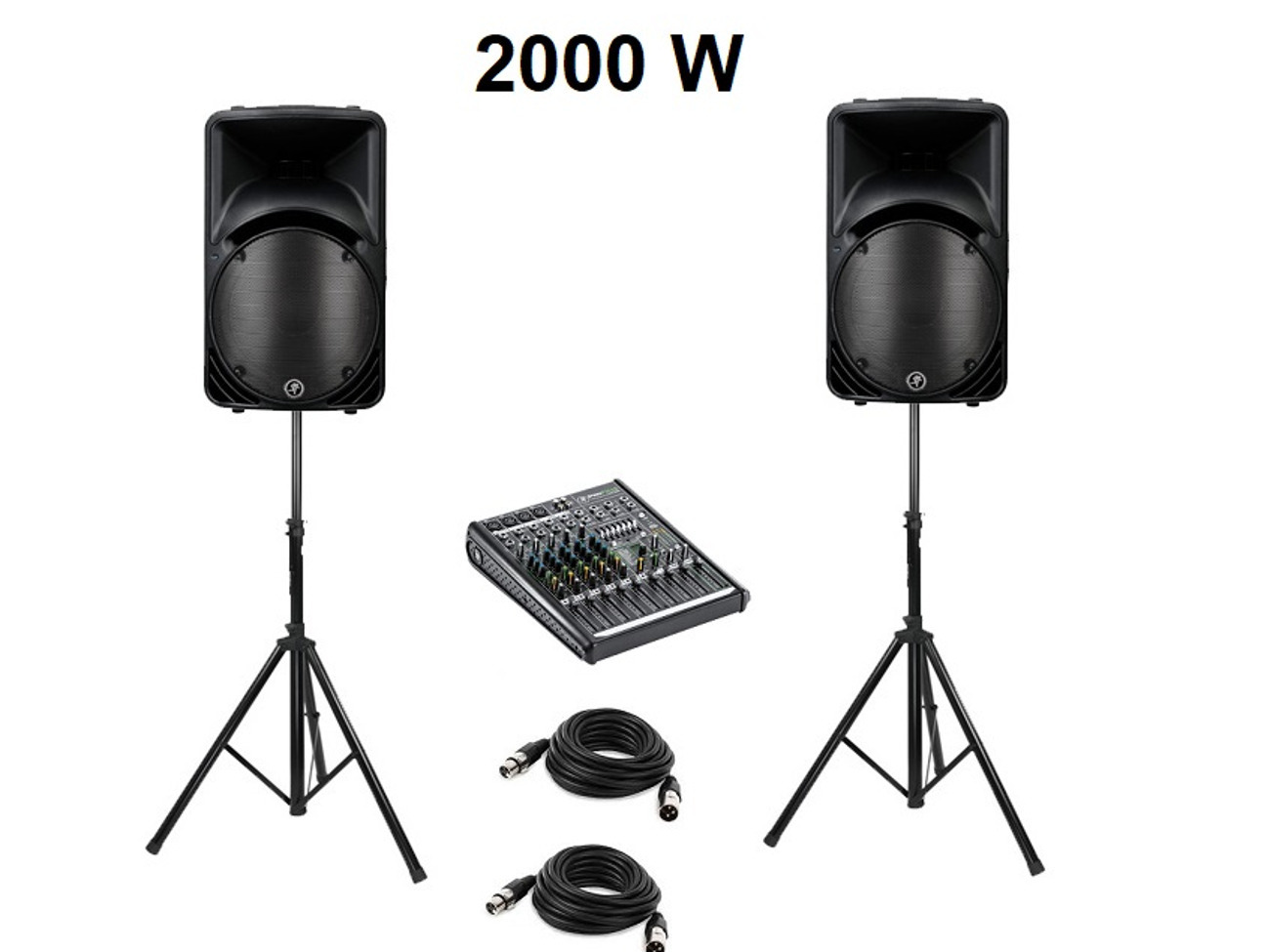 2x speakers, 2x stand, mixer sound system shure mic rca