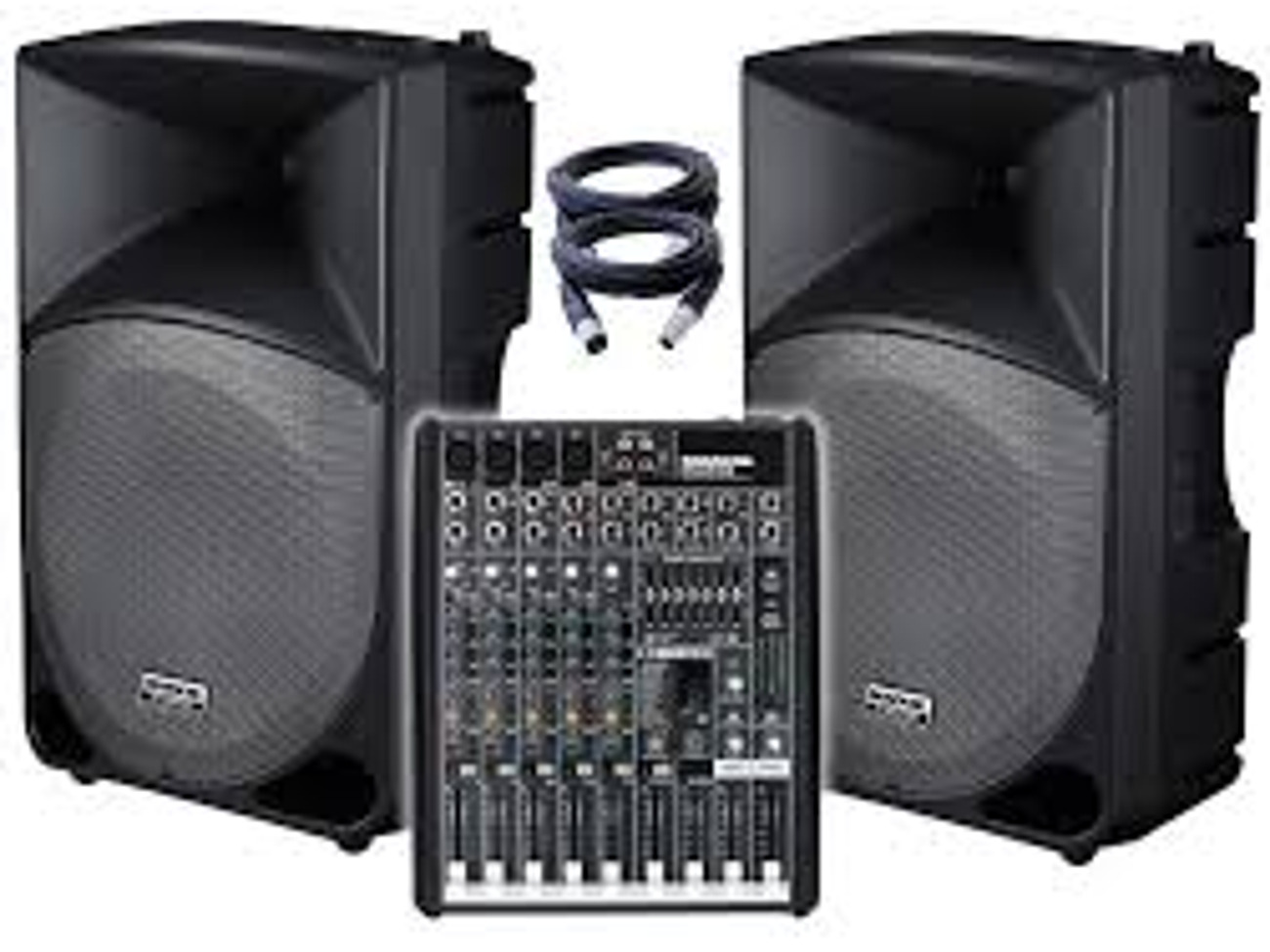 2x speakers, 2x stand, mixer sound system shure mic rca