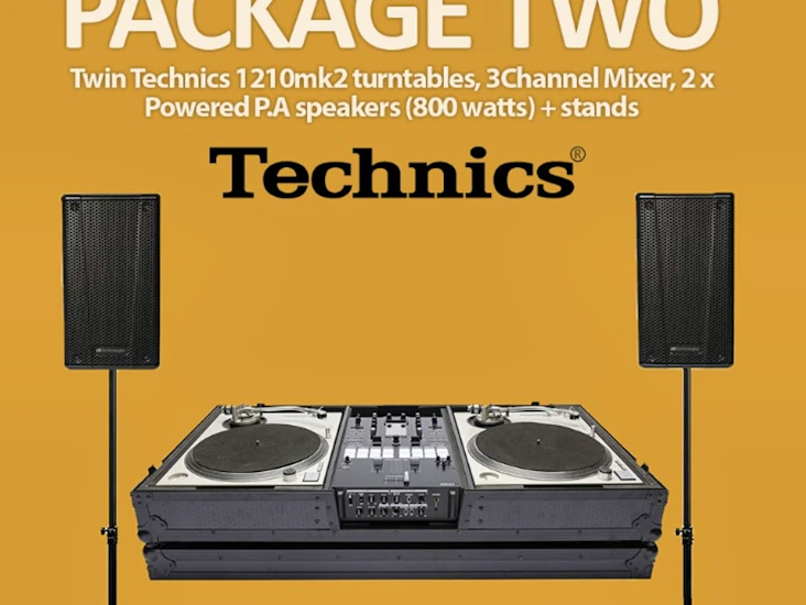 2x technics 1210mk2 & 2x powered speakers