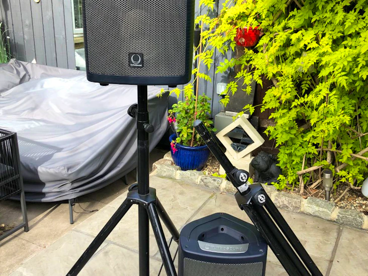 2x turbosound milan m10 (active speakers) & stands