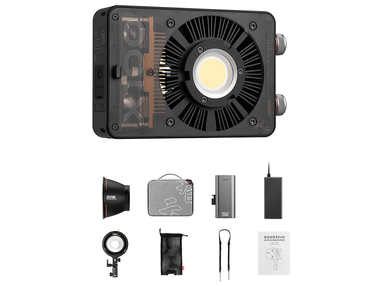 2x zhiyun molus x100 led cob studio lights bundle+ stands