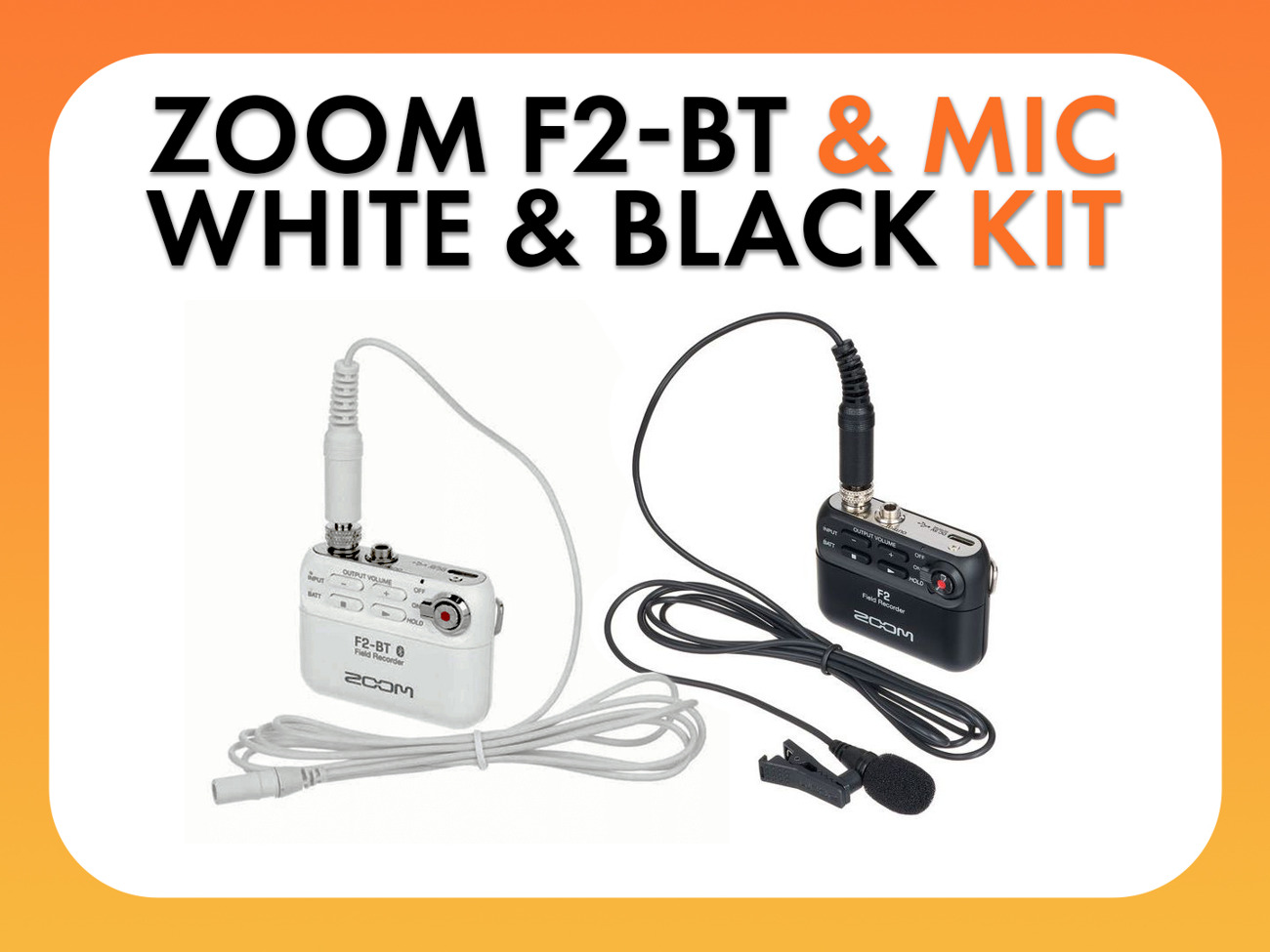 2x zoom f2-bt (black & white) with lapel mic