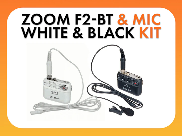 2x zoom f2-bt (black & white) with lapel mic