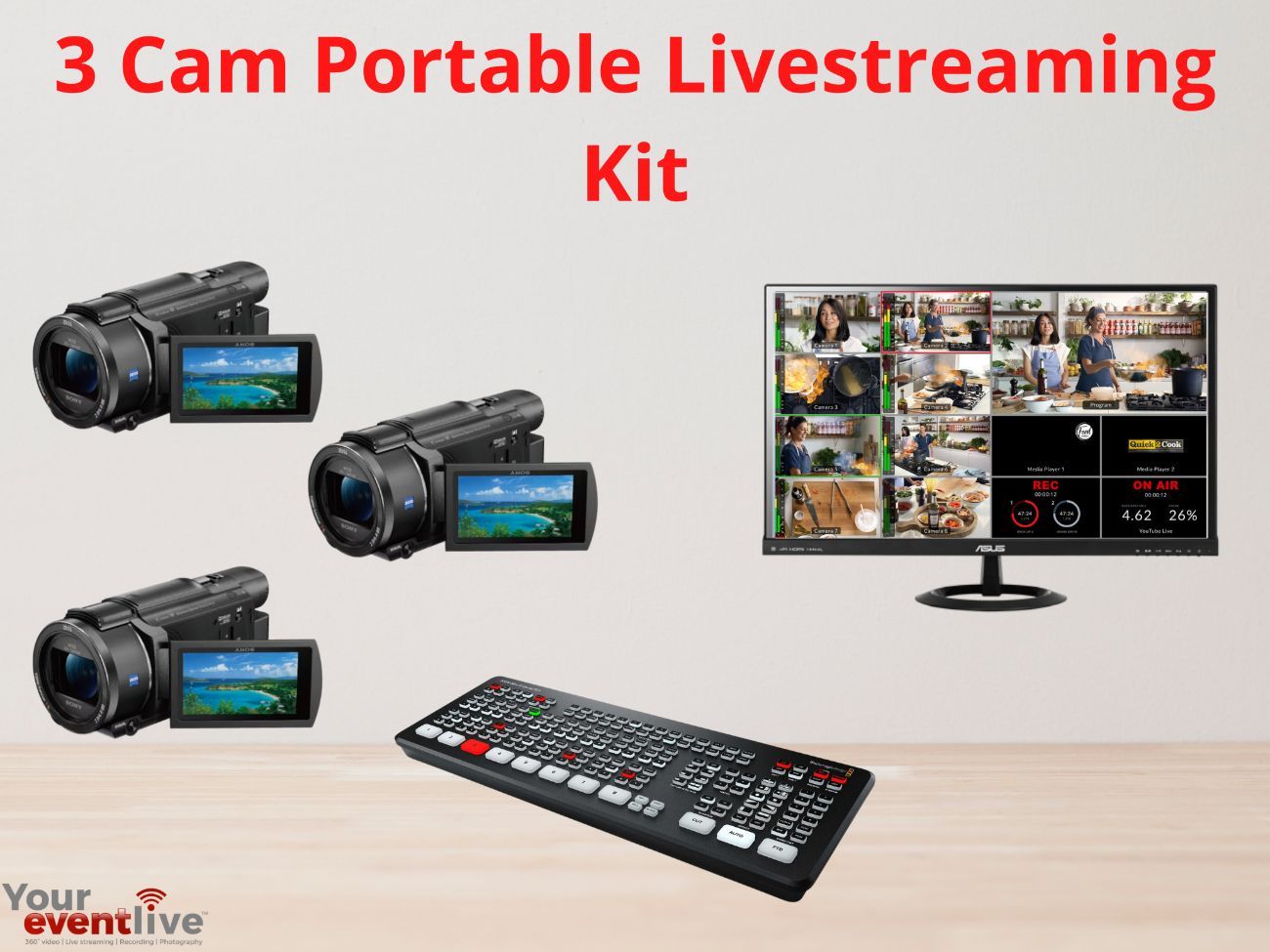 3x sony multi camera atem live streaming kit 