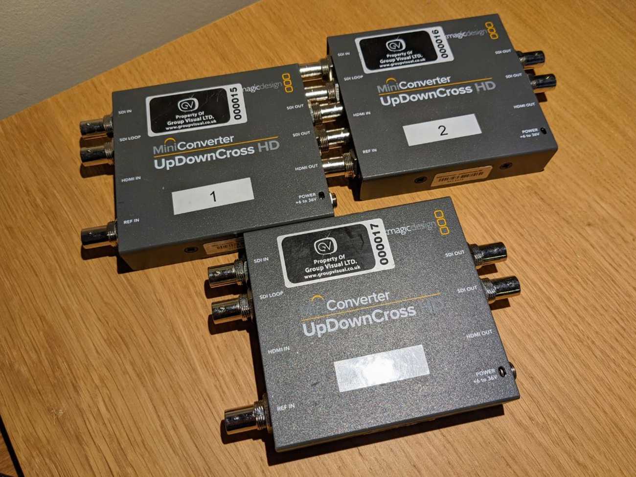 3 x blackmagic updowncross hd standards converters