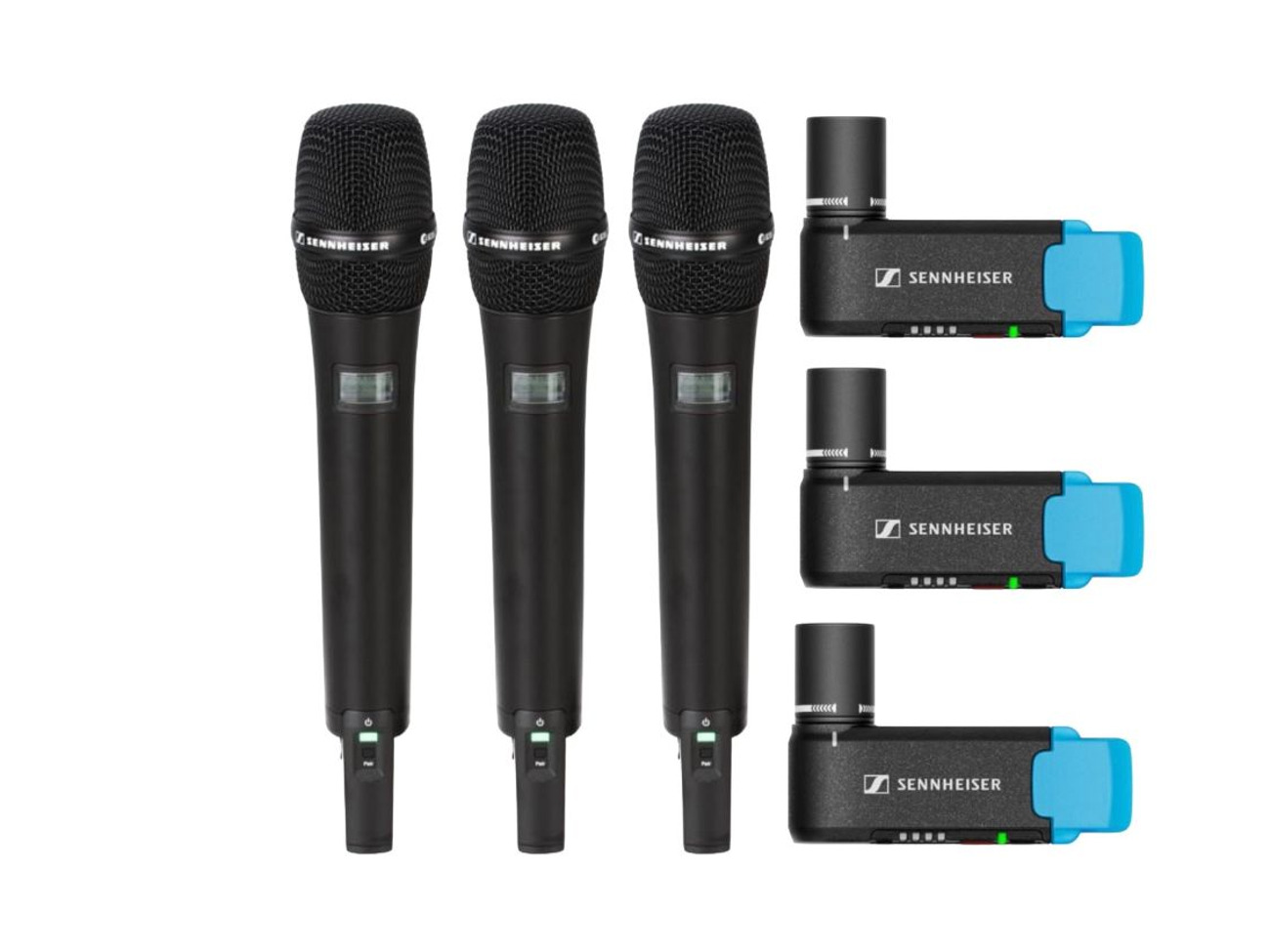 3 x sennheiser handheld wireless microphones avx event pa mic lav