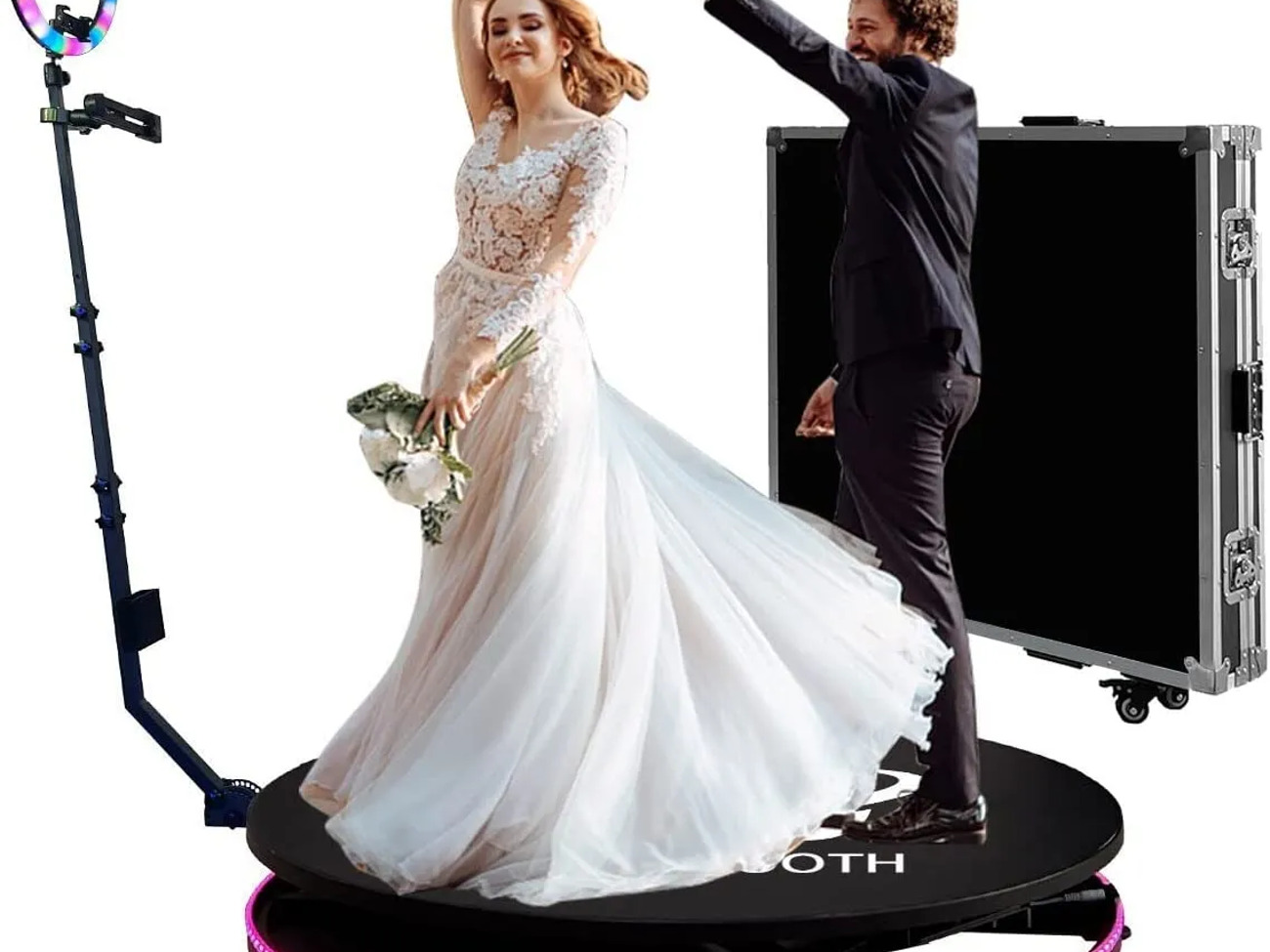 360 photo video booth 85cm platform rotating selfie spinner