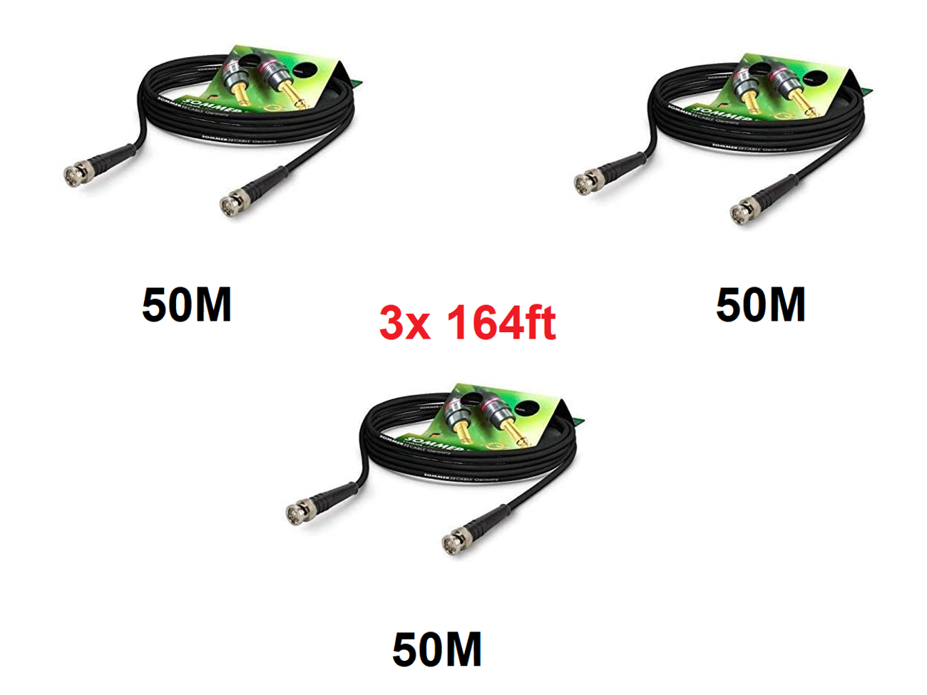 3x 50m cable bnc video cable 6g-sdi / 4k 
