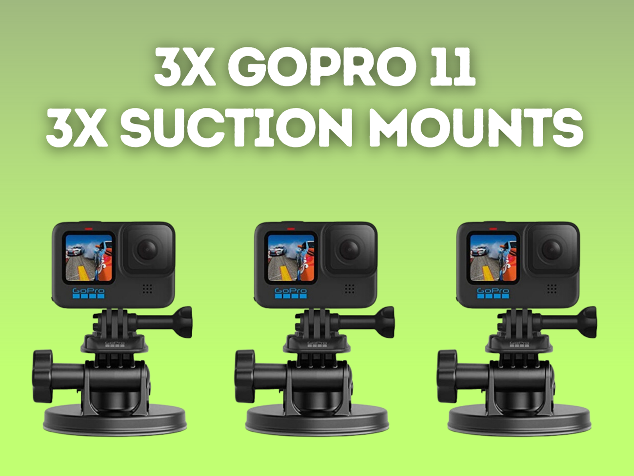 3x gopro 11 + suction mount
