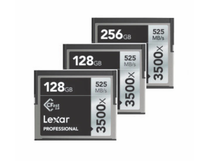 3x lexar 3500x cfast memory card package