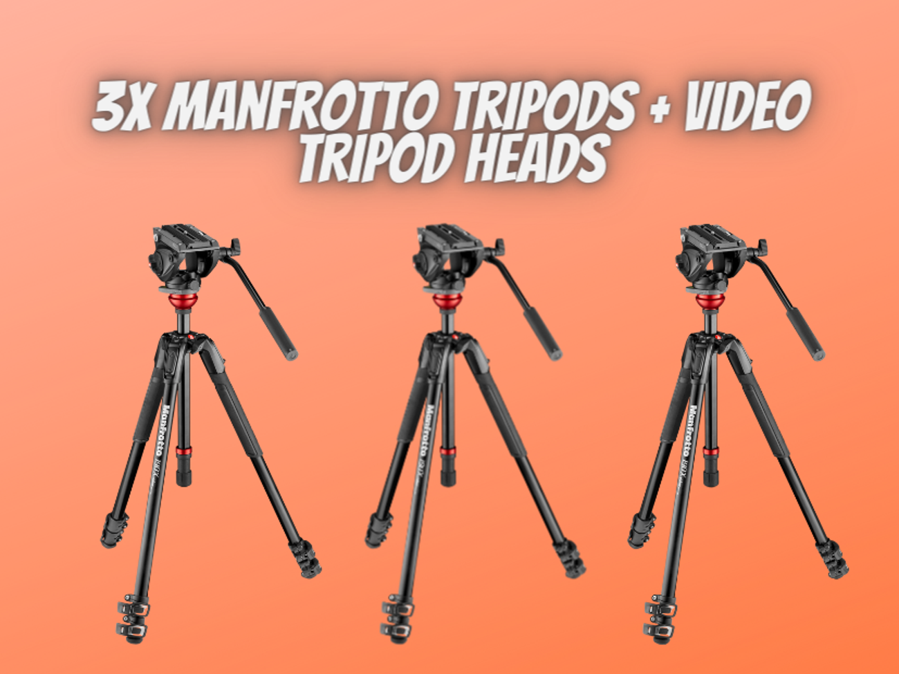 3x manfrotto tripod 190xprob + 3x video tripod head 701hdv