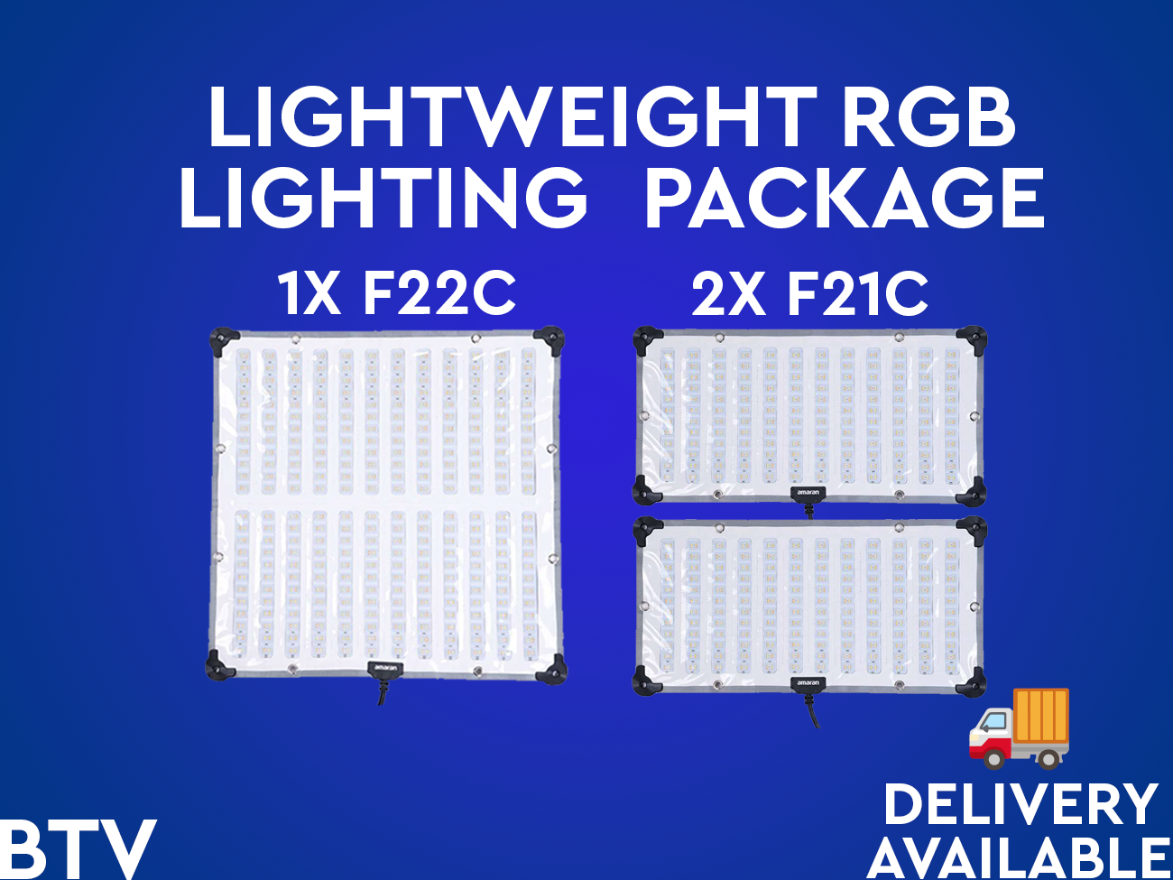 3x rgb light package - aputure amaran f22c & 2x f21c - flexible light mats