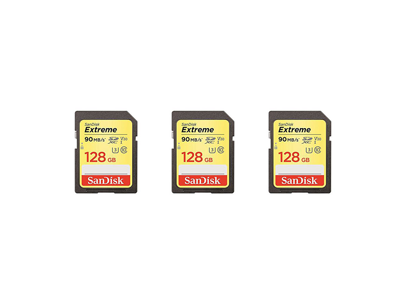 3x sandisk extreme 128 gb sdxc memory card 4k capable