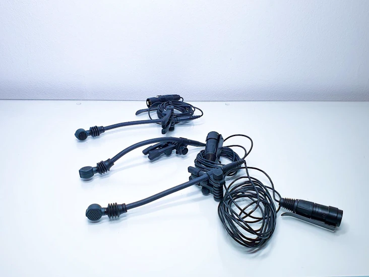 3x sennheiser e608 woodwind/ brass / drum gooseneck microphone