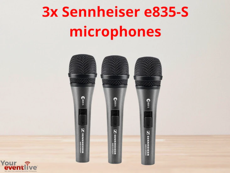 3x sennheiser e835-s microphones
