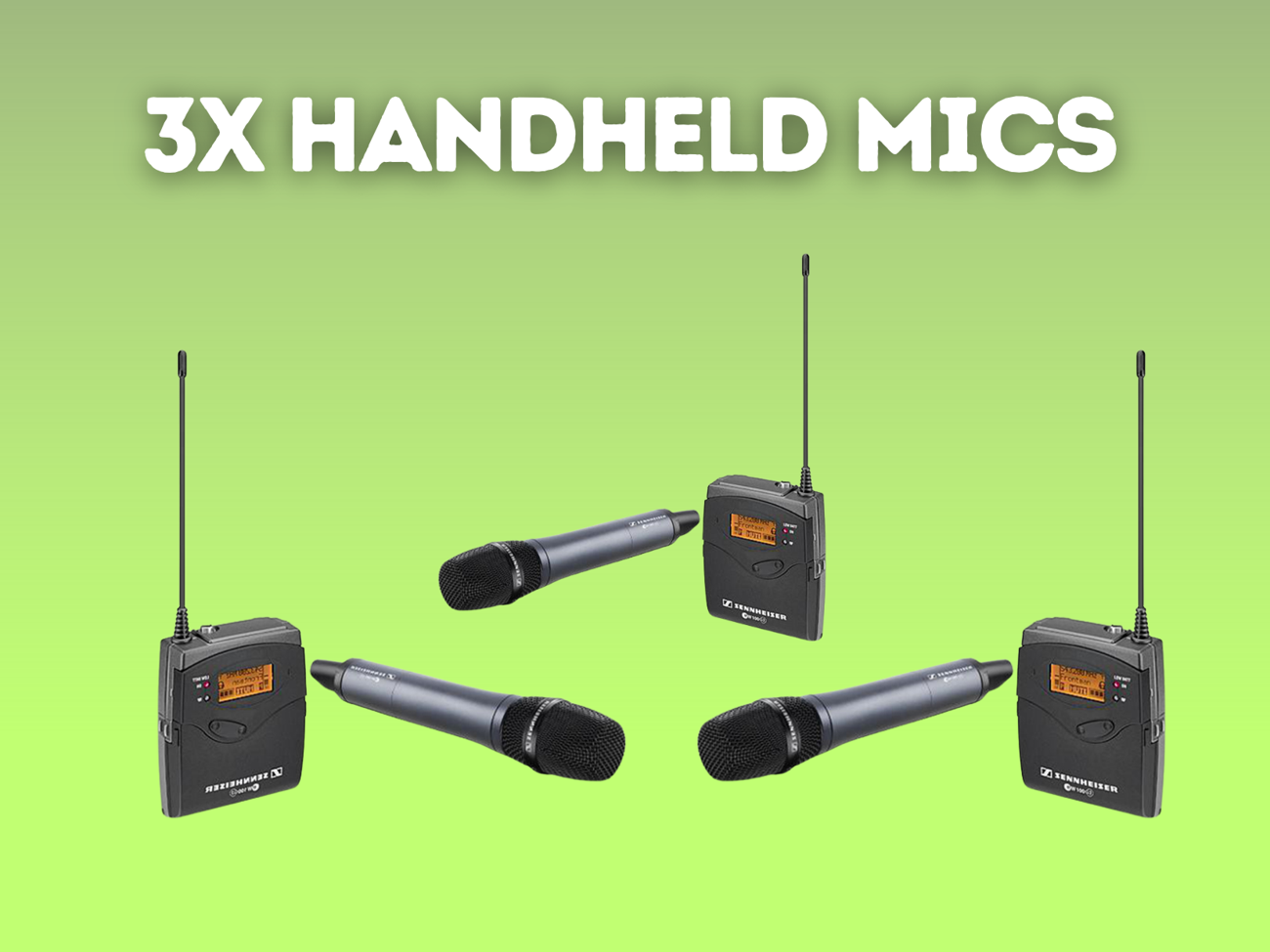 3x sennheiser g3 handheld wireless microphone body receiver